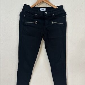 PAIGE Black Skinny Jeans with Zipper Accents